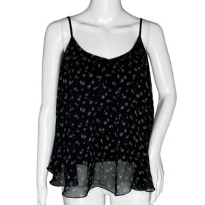 Express Shirt Womens Medium Black‎ White Floral Flower Blouse Casual Romantic